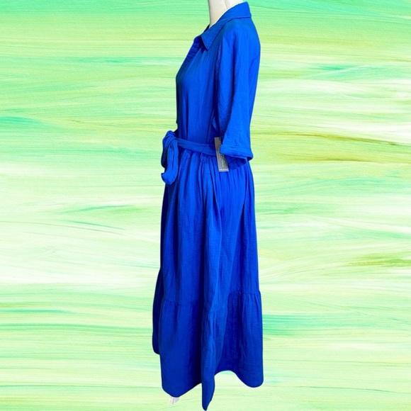 NWT Lane Bryant SS Split Neck Tie-Waist Maxi Dress in Royal Blue Size 10/12 - Picture 9 of 15